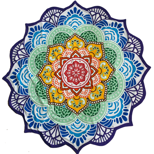Tagesdecke - Single – rund - Chakra Mandala - 150 cm - blau 99942 Chakra Mandala