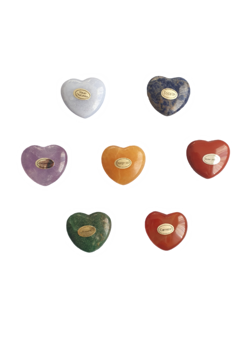 Natürliches 7-Chakra-Kristall-Herz-Set