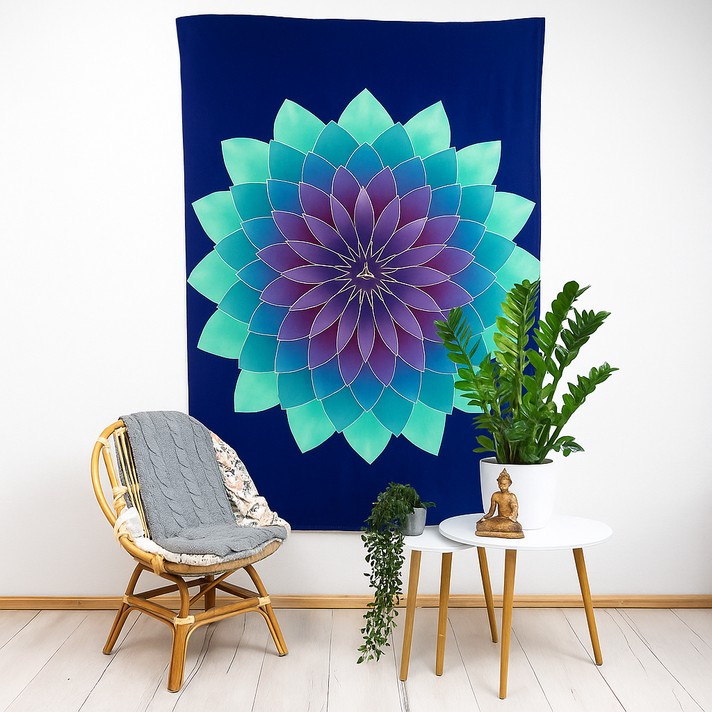 Wandtuch Blumenmandala - 115x160/70 cm