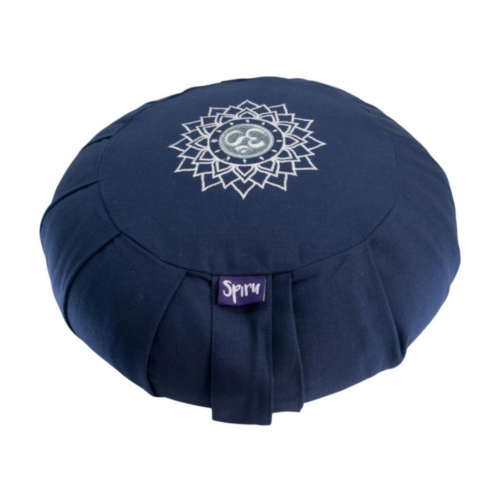 Meditationskissen Zafu Baumwolle Indigo – OM – H 14 cm