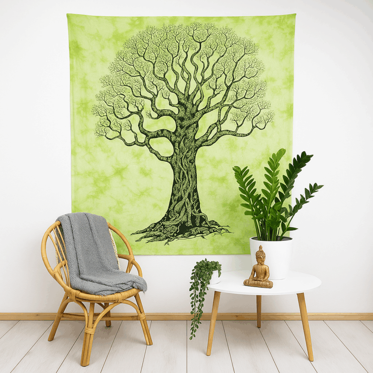 Wandtuch xxl – Baum des Lebens - Grün - 210 × 230 cm 2533f234234