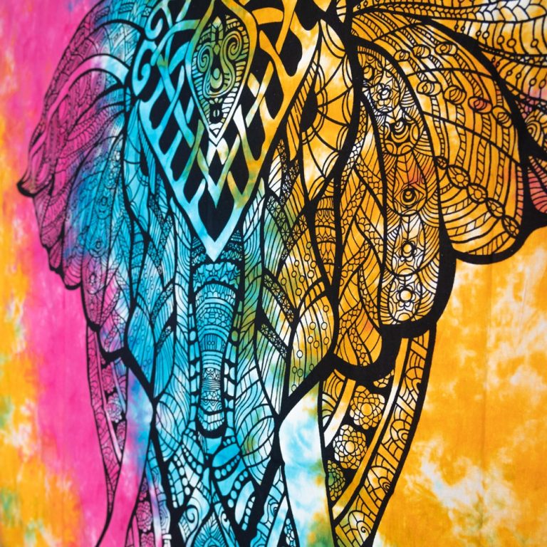Wandtuch - mit farbenfrohem Elefant – Bild 4