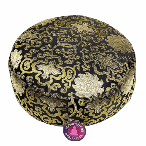 Meditationskissen Lotus Design schwarz/gold - H 13 cm