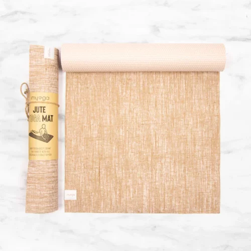 Jute Yogamatte - Rutschfest - PVC - Beige - 61x183x0.5