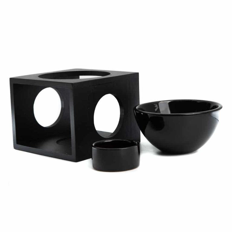 Luxus Aromabrenner Bambus Runde Öffnung – Schwarz – Bild 3