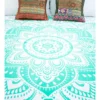 Tagesdecke grün weiß gemustert Mandala - 100 % Baumwolle - 210 x 240 cm – Bild 3
