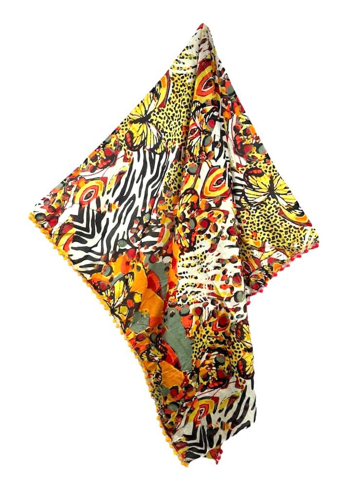 Pareo Animalier Zebra mit Bommeln – 100 % Baumwolle